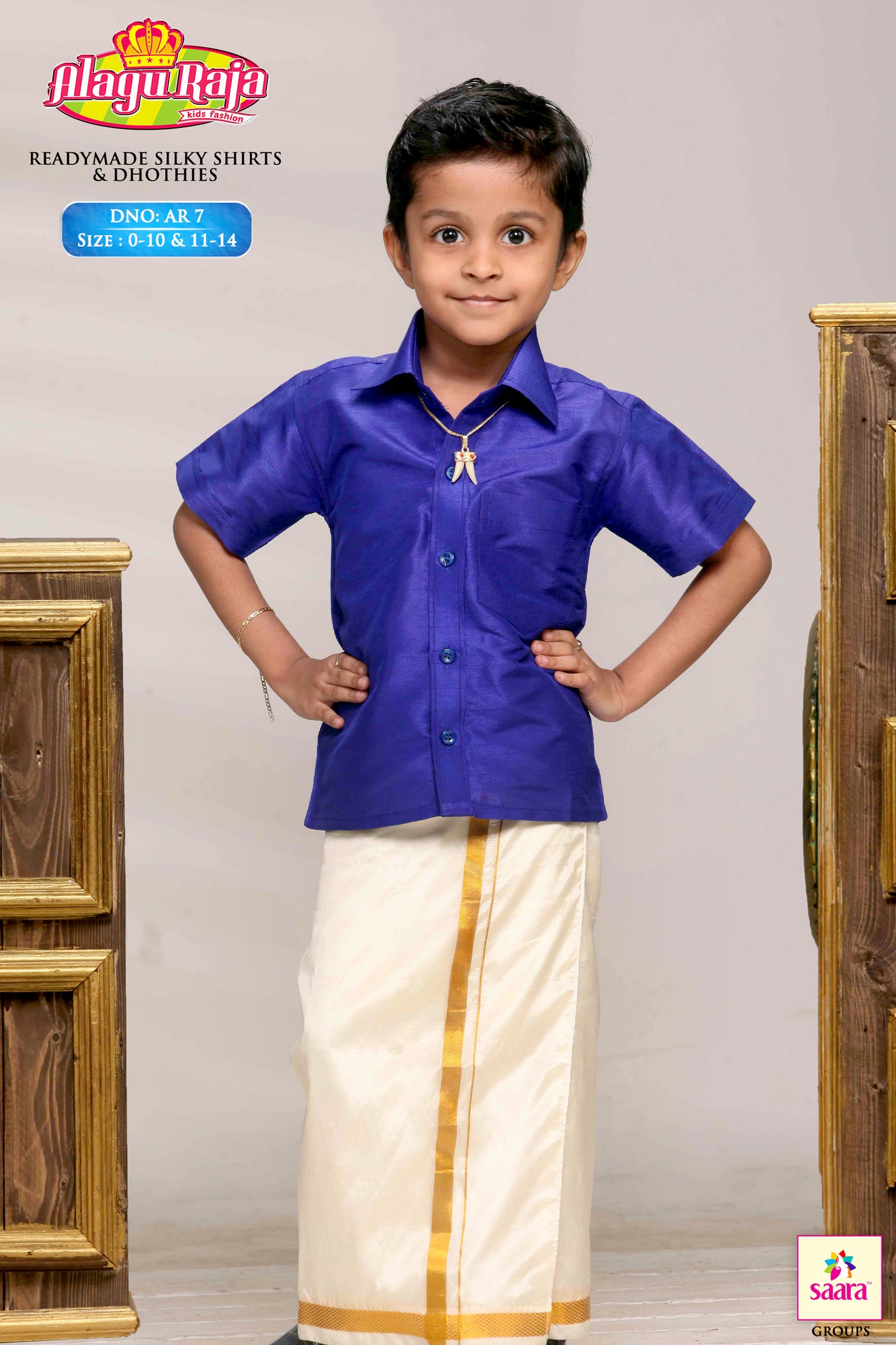 Violet Shirt & Dhoti for Boys 1-14 years Old