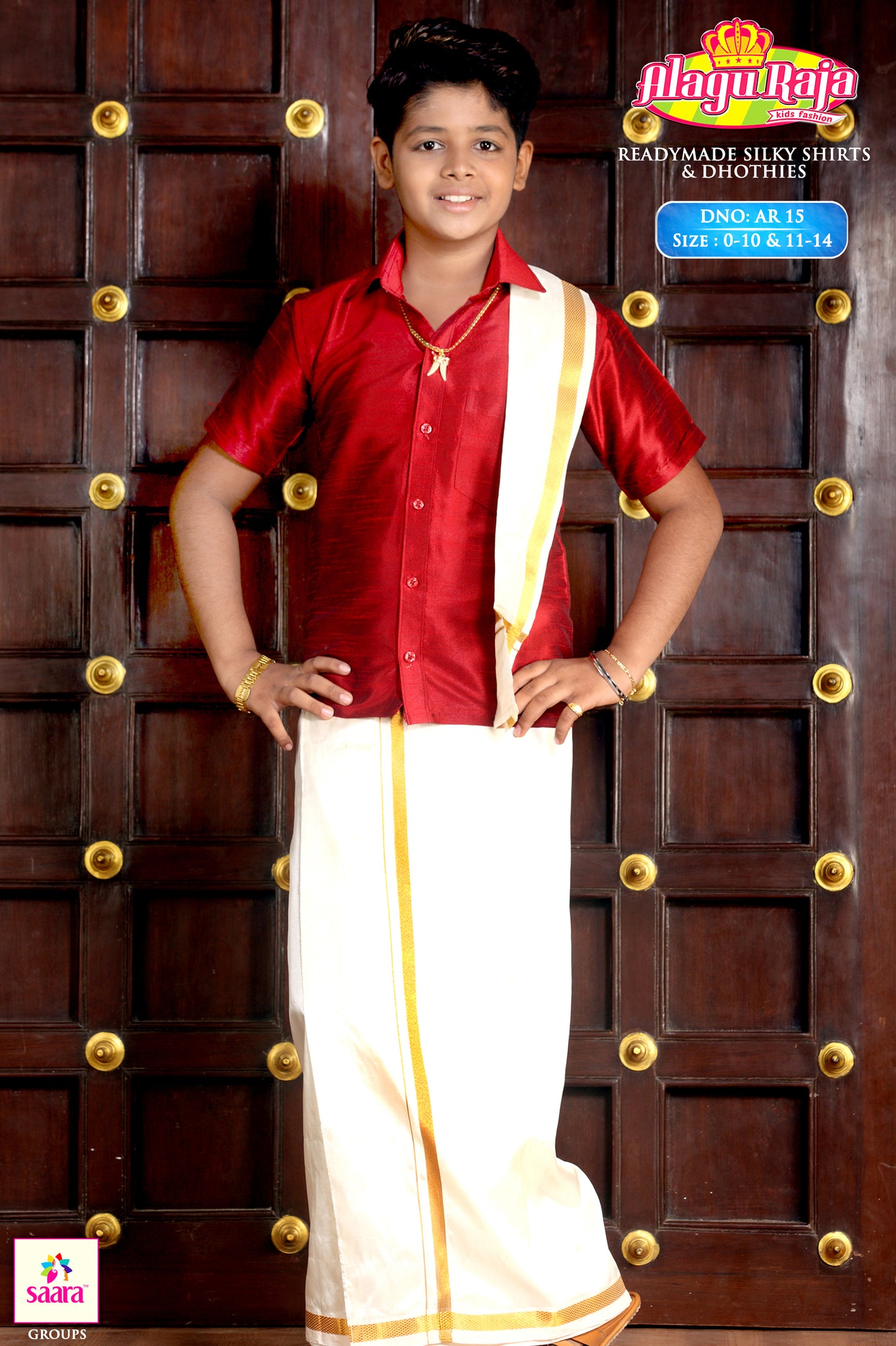 Red Shirt & Dhoti for Boys 1-14 years Old