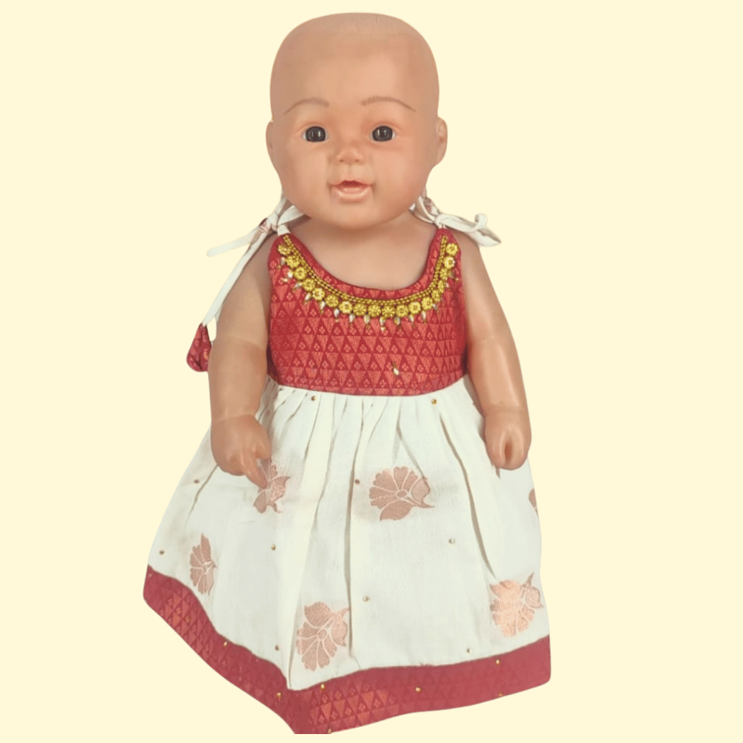 Red color Frock for 0 & 1 Size Newborn Babies