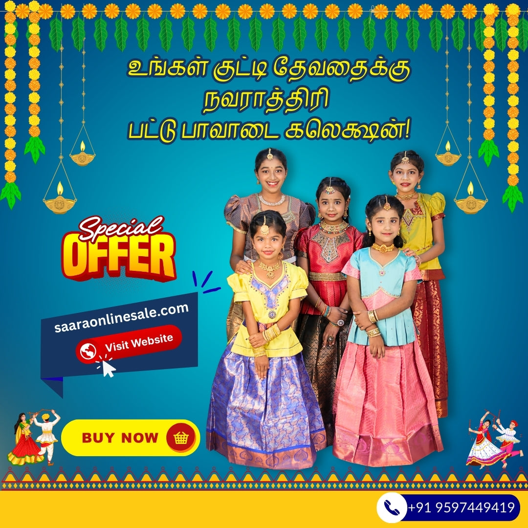 Navarathri Pattu Pavadai Collection for Girls – Traditional Silk Skirt and Blouse
