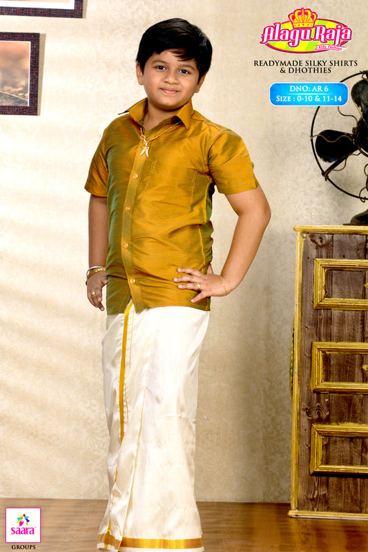 Mustard Yellow Shirt & Dhoti for Boys 1-14 years Old