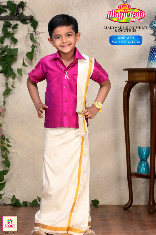 Dark Pink Shirt & Dhoti for Boys 1-14 years Old