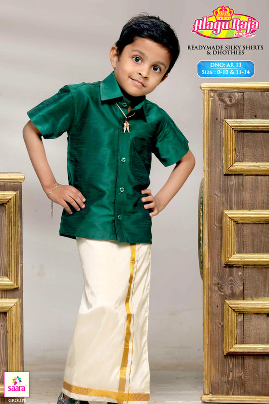 Dark Green Shirt & Dhoti for Boys 1-14 years Old